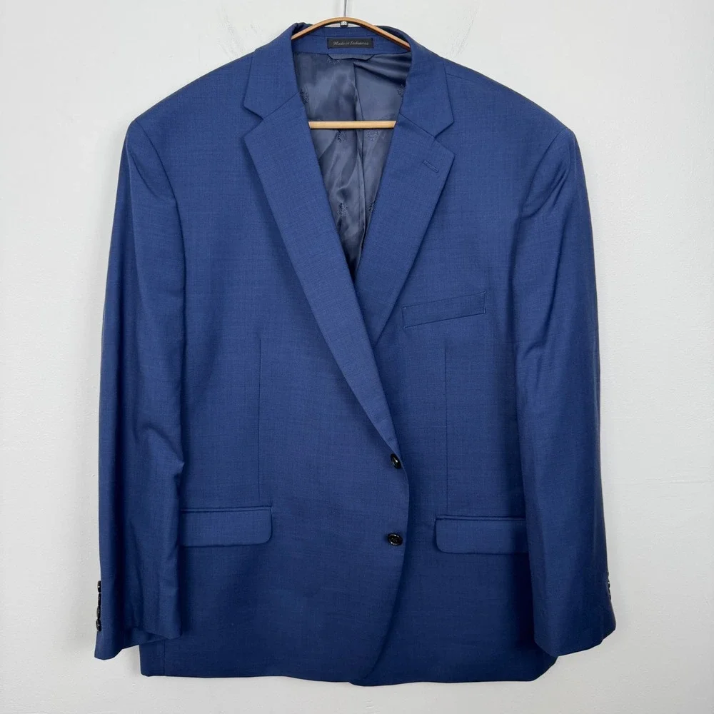 Lauren Ralph Lauren Mens 52R Blue 100% Wool Natural Stretch Blazer Sport Coat